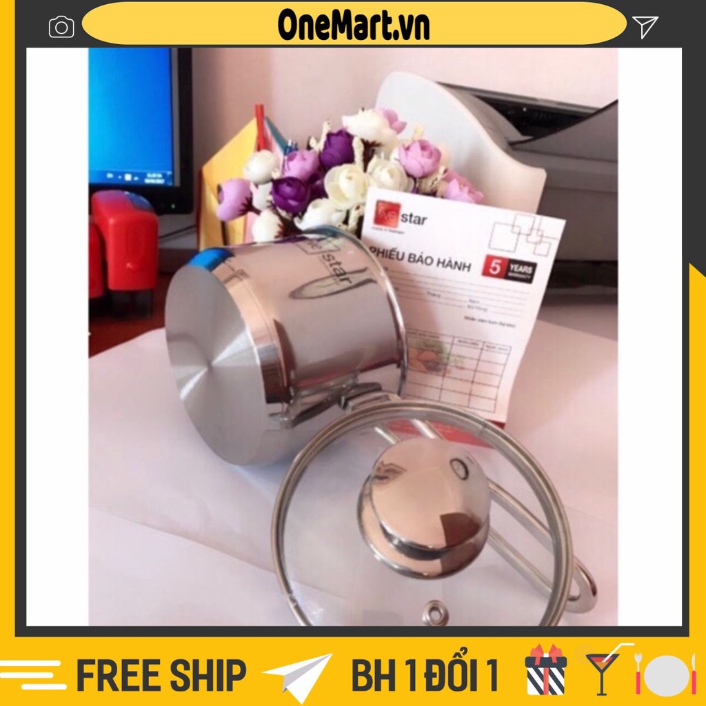 Quánh nấu cháo, nấu bột inox 430 Fivestar nắp kính_ size 12cm_đun được bếp từ, bếp gas, bếp hồng ngoại
