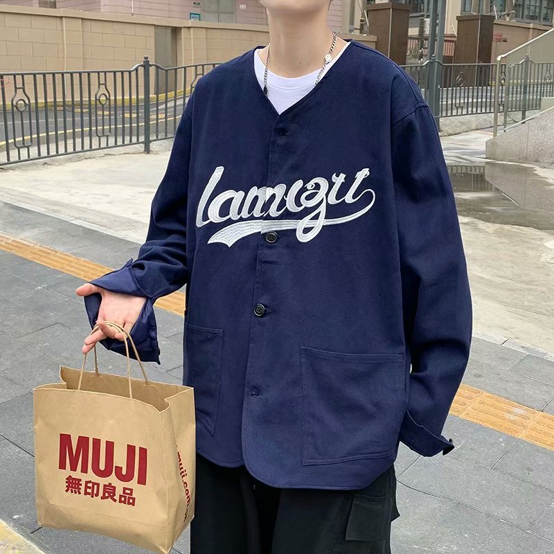 Áo thun tay dài cổ tròn in chữ đơn giản thoải mái dành cho nam