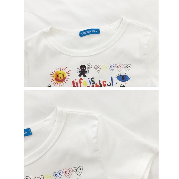Áo Thun Tay Ngắn Cổ Tròn Họa Tiết Hoạt Hình Thời Trang 49808