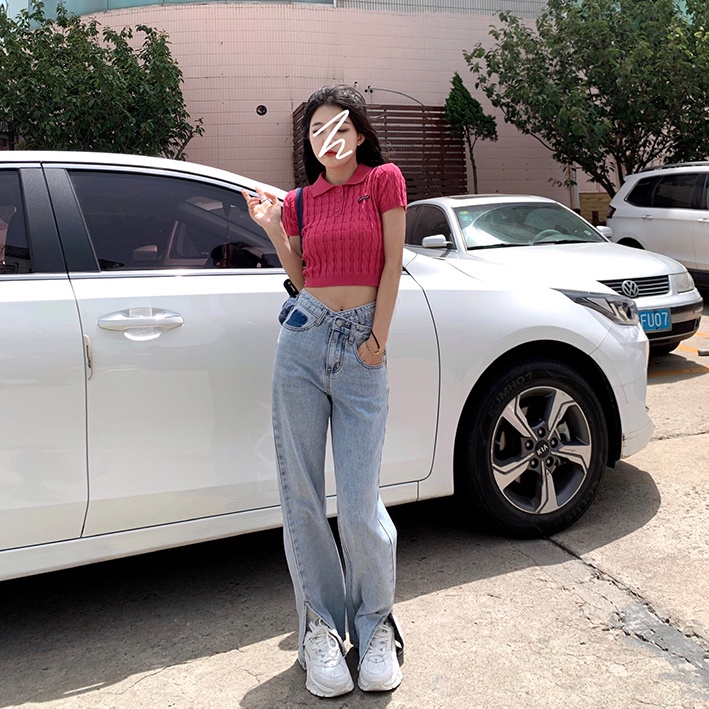 Áo croptop dệt kim tay ngắn màu trơn thời trang đơn giản cho nữ | BigBuy360 - bigbuy360.vn