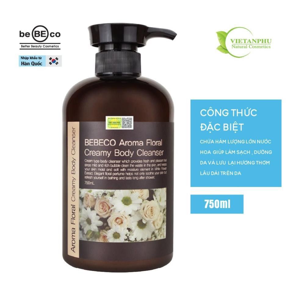 Sữa Tắm Hương Thơm Nước Hoa Cao Cấp BEBECO Hàn Quốc 750ml BEBECO AROMA FLORAL SHOWER