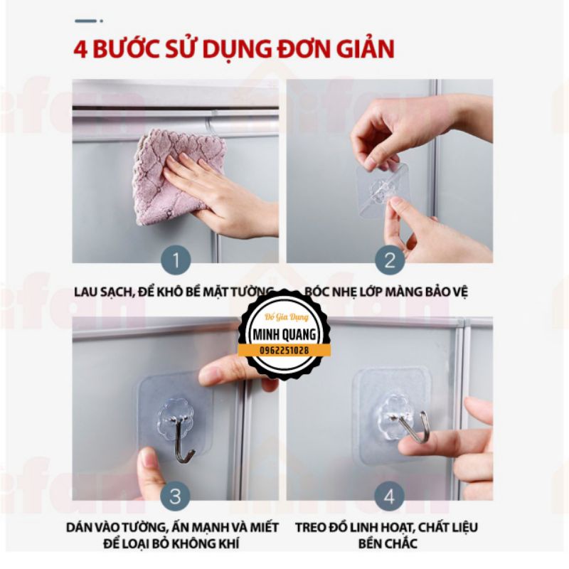 Móc Dính Trong Suốt Dán Tường Chịu Lực Siêu Chắc, Móc Dán Tường Siêu Dính Chắc Chắn