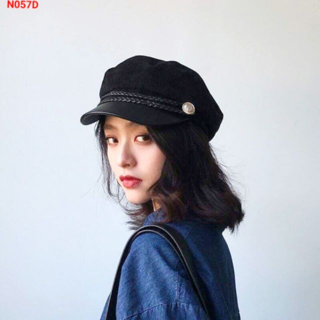 Mũ nồi lưỡi trai pha da Nón beret lưỡi trai size lớn