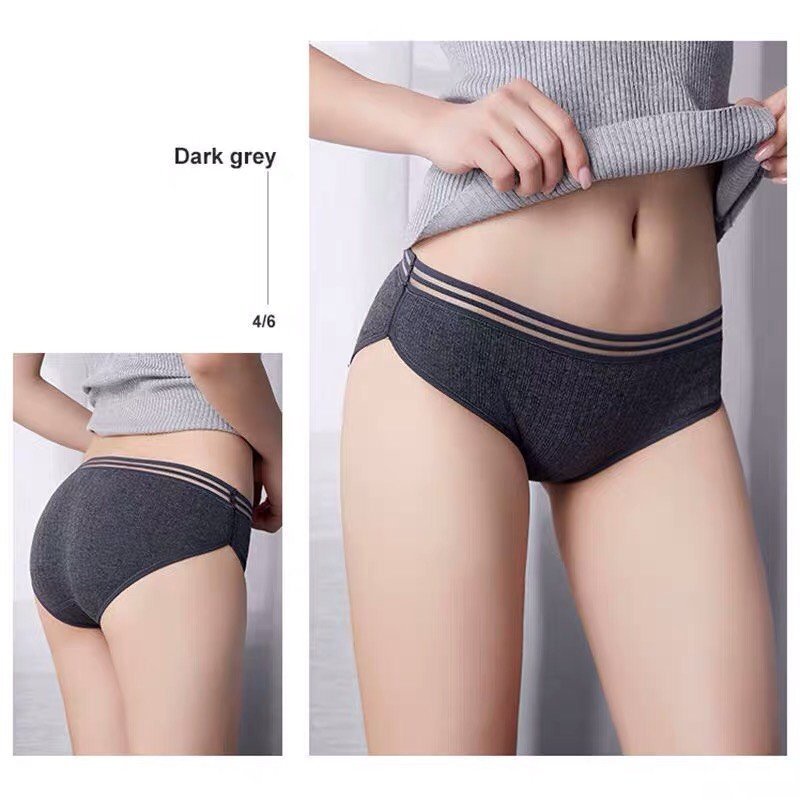 Quần Lót Nữ Cotton gân tăm viền đen điệu đà phối viền đen đính nơ xinh mẫu A04