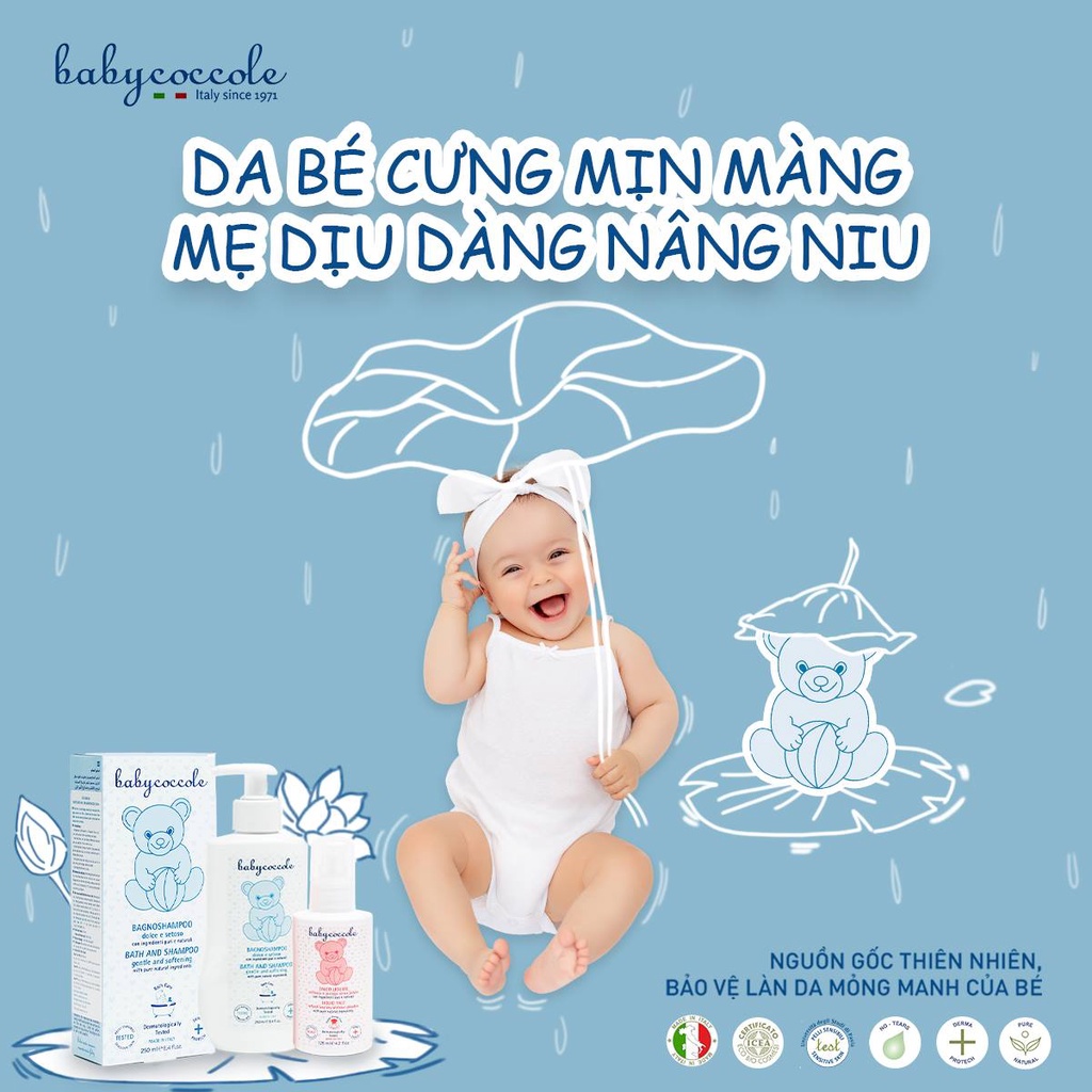 Sữa tắm gội chiết xuất hoa sen Babycoccole 0M+