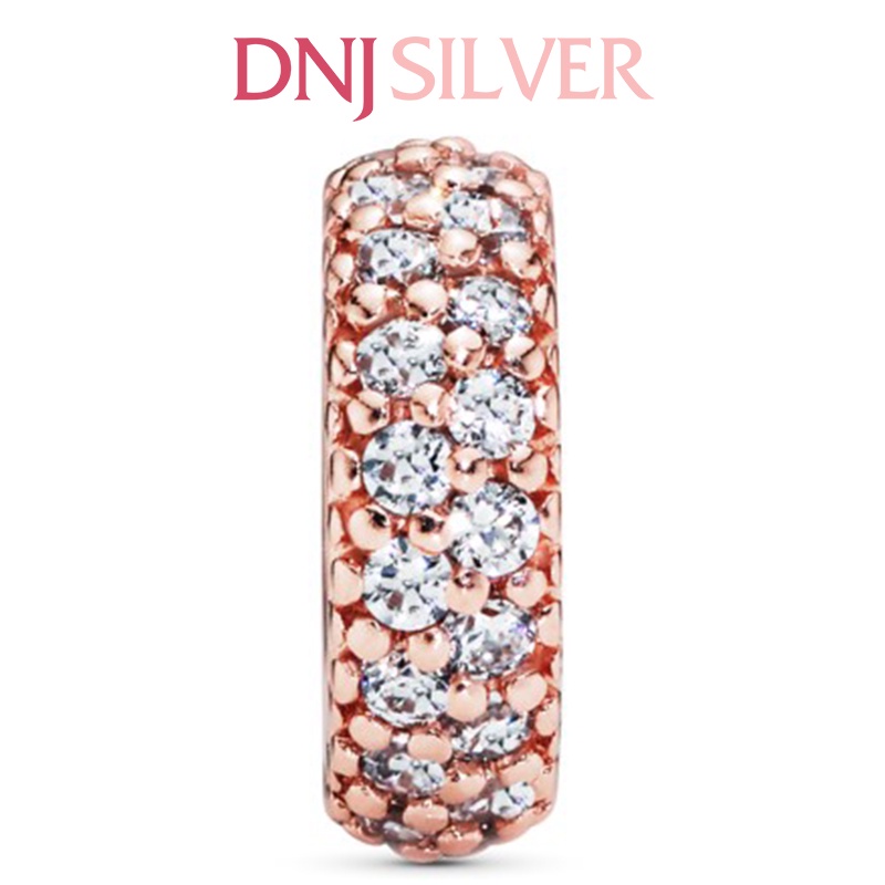 Charm bạc 925 cao cấp, hàng chuẩn bạc - Charm Rose Pave thích hợp để mix vòng tay charm - DN208