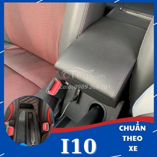 Hộp tỳ tay i10 2020 Kibbet loại 1490 thiết kế theo xe, tự lắp đặt, không khoan bắt vít có nắp trượt - OTO4S
