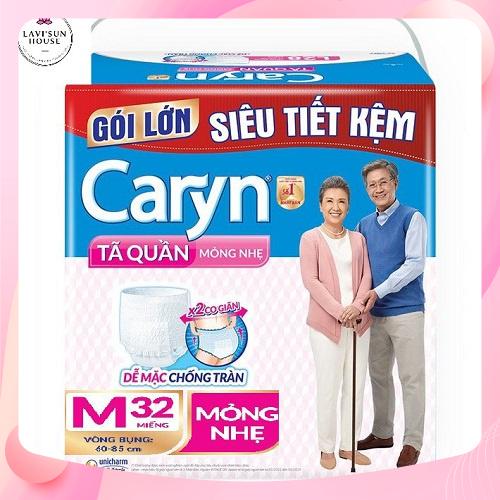 Tã quần caryn mỏng nhẹ M32, tã caryn L28 gói lớn siêu tiết kiệm dễ mặc chống tràn dành cho người lớn