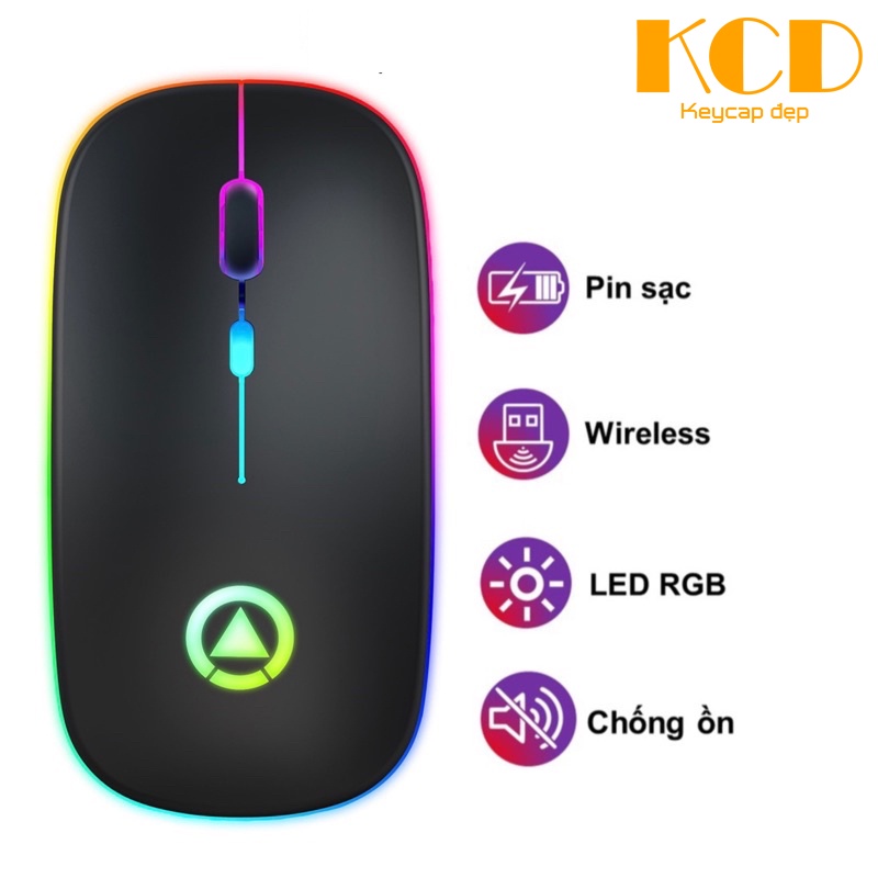 Chuột không dây, dùng trong văn phòng A2 chống ồn, có led, có thể sạc lại pin