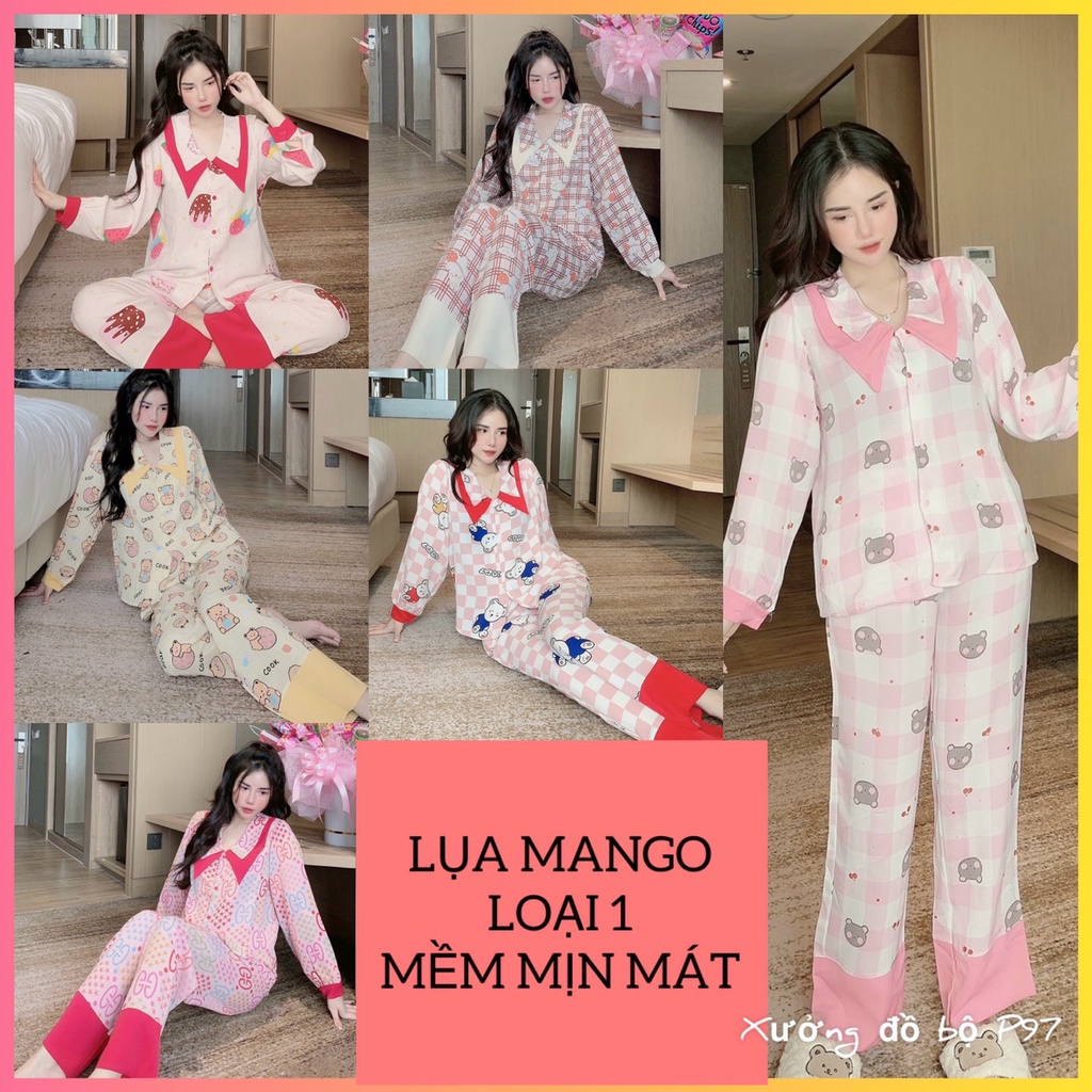 pijama tay dài nhiều mẫu hot siêu xinh , chất liệu lụa cao cấp mềm mịn mát, đồ bộ mặc nhà giá tận xưởng đồ bộ p97