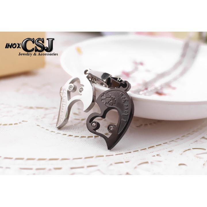 VÒNG CỔ , DÂY CHUYỀN CẶP INOX TRÁI TIM MC166 - siêu đẹp, chuẩn thời trang