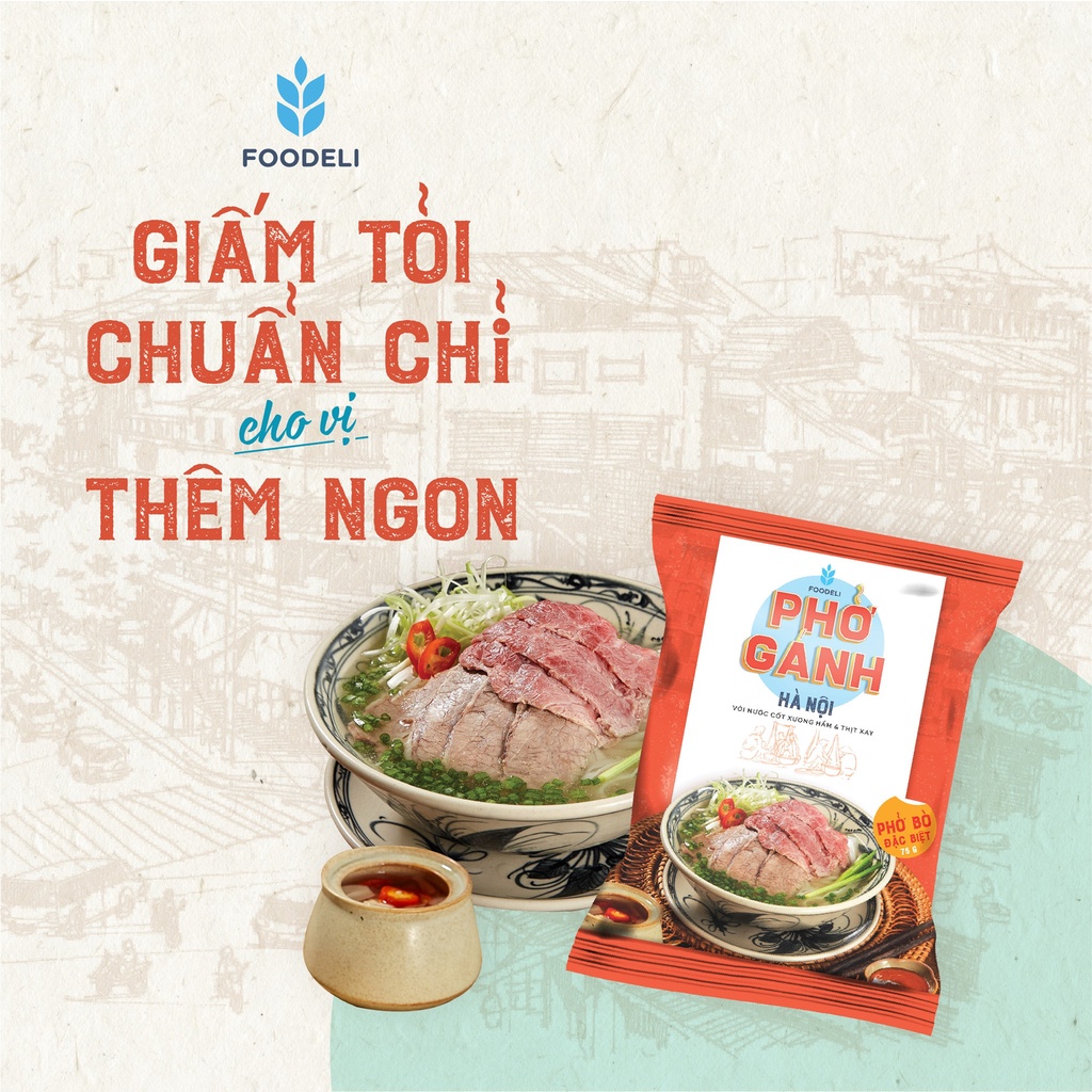 Combo 10 gói Phở gánh Hà Nội ăn liền Foodeli ( Phở bò, Phở gà, Phở bò sốt vang ) gói 75gr | BigBuy360 - bigbuy360.vn