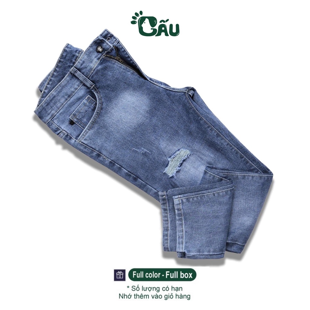 Quần jean nam rách Gấu 194 wass kiểu vải jeans cao cấp co dãn, dày dặn form slimfit - 9280