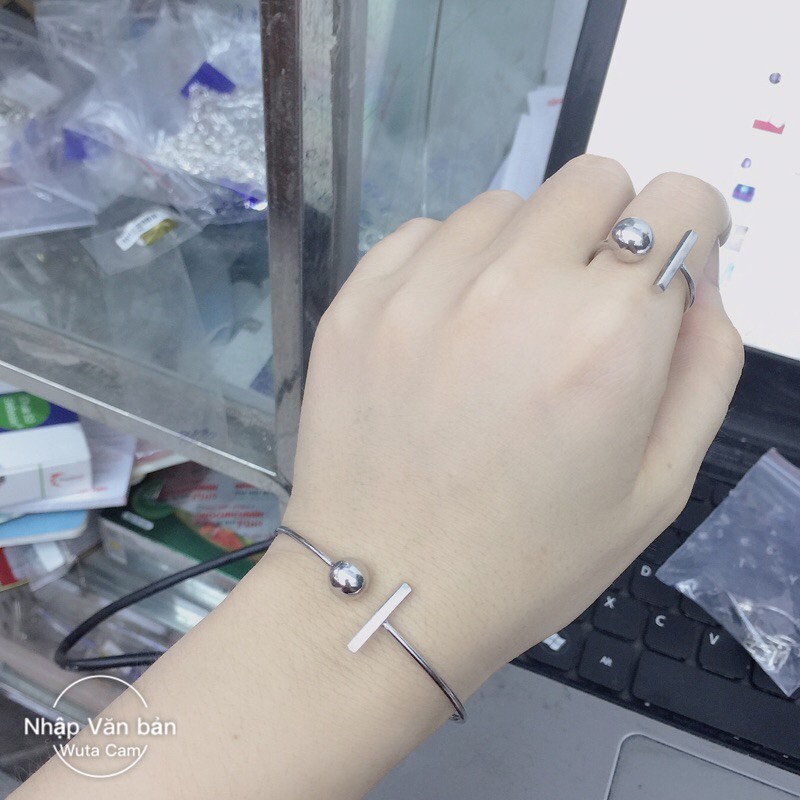 Vòng tay kiểu dáng đơn giản hiện đại bạc thật mạ vàng trắng
