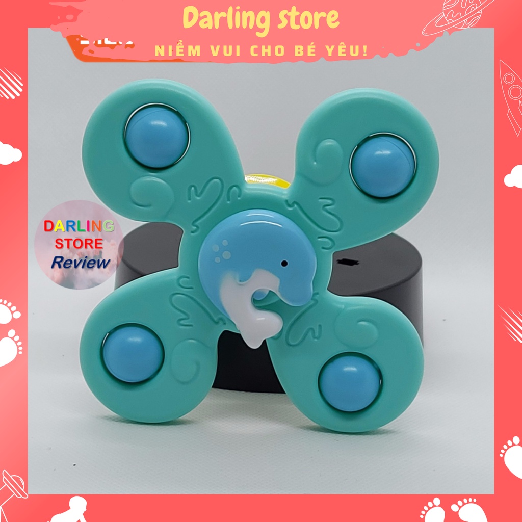 Đồ chơi trẻ con Set 3 Con Quay Chong Chóng Spinner hình động vật có nón hút Dán Tường Darling Store