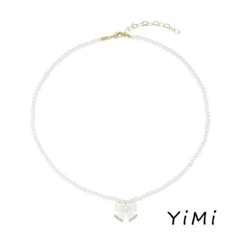 Vòng cổ Mặt Hình Nơ Đính Ngọc Trai Phong Cách Thời Trang 2022