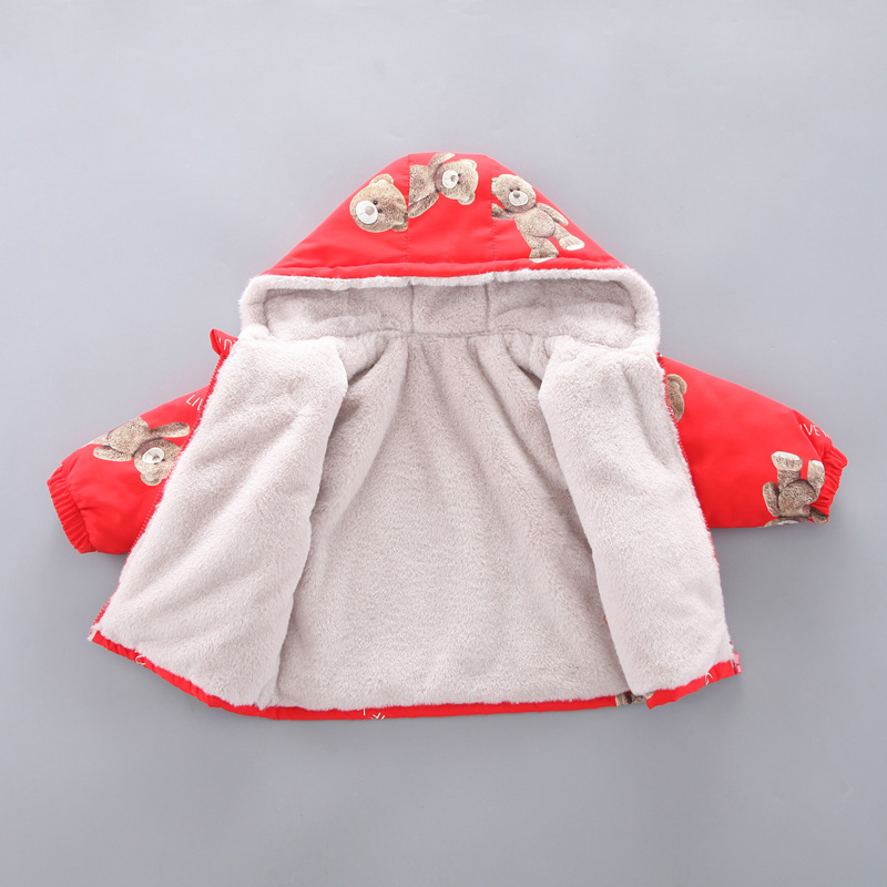 Áo Hoodie Nhung In Hình Gấu Hoạt Hình Xinh Xắn Cho Bé