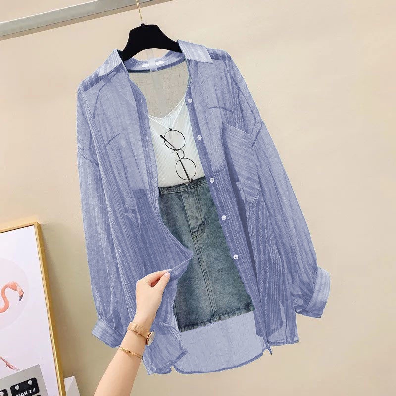 Áo Khoác cardigan Chống Nắng Chất Liệu chiffon Dáng Rộng Thiết Kế Mới Thời Trang Mùa Hè Cho Nữ Áo sơ mi nữ | BigBuy360 - bigbuy360.vn