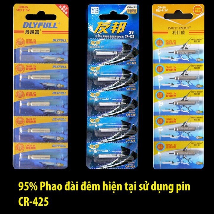 Pin phao câu đài đêm Điện Tử CR-425 [ Vỉ 5 quả ] Chuyên lắp phao câu đài câu đêm