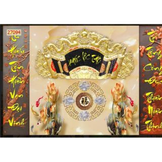 Tranh 3D dán ban thờ, phòng thờ trang trí KT 120x80cm