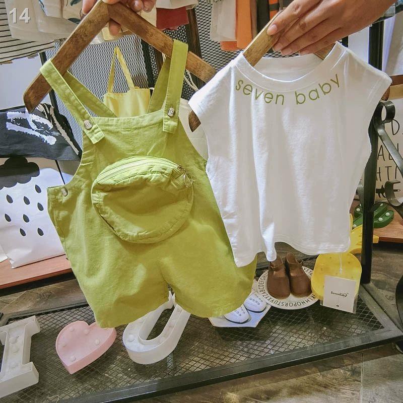 Bộ đồ trẻ em 2020 mới bé trai và gái 5 hai mảnh yếm ngắn tay 1-3 tuổi Mùa hè quần áo cho nhỏS