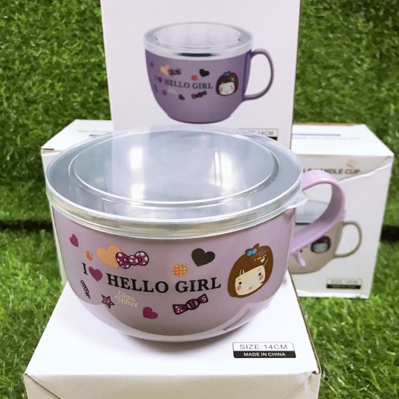 Ca mỳ, bát ăn dặm lõi inox có kèm nắp nhựa