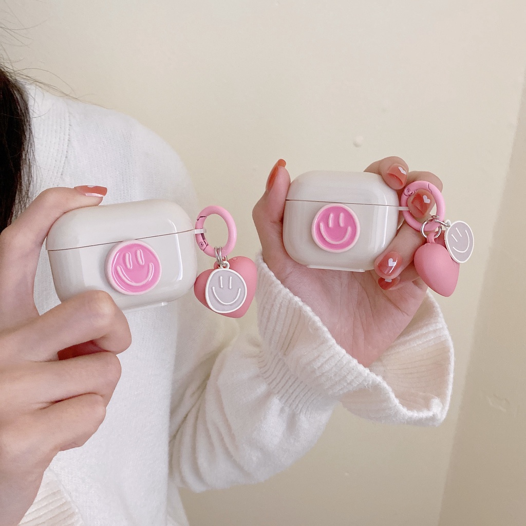Vỏ Bảo Vệ Hộp Sạc Tai Nghe airpods 1 2 3 pro Bluetooth Bằng tpu Mềm Gắn Móc Khóa Trái Tim Màu Hồng Mới