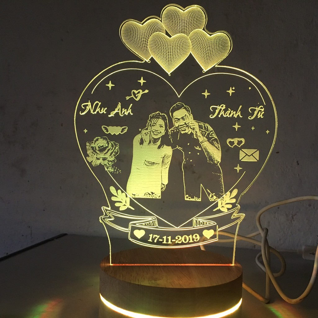 Đèn led 3d  - Khắc ảnh cưới - Qùa tặng đám cưới ý nghĩa