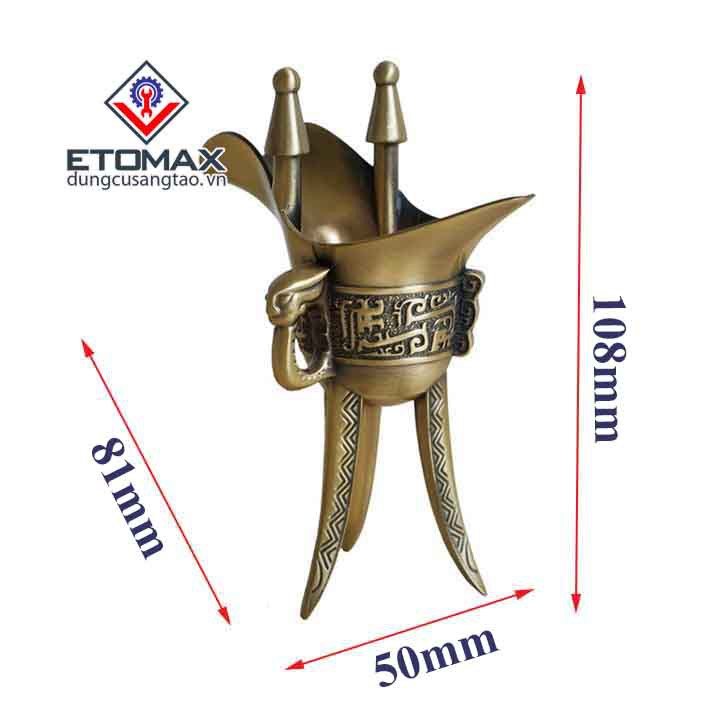 Bộ bình và ly rượu đồng ba chân càn long thời cổ Trung Quốc