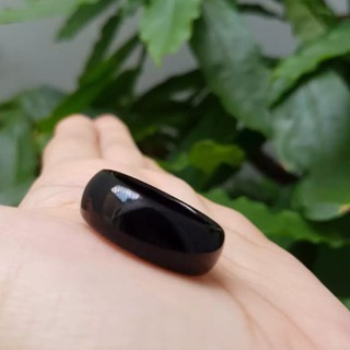 Nhẫn mã não đen size 17.5mm, bản cao 8mm Bản Nhỏ AL337 - Cao Cấp