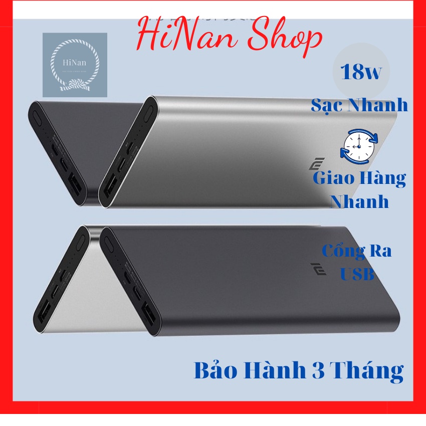 Sạc Dự Phòng 10000mAh Xiaomi Gen 3 pro - Hỗ trợ 2 Chiều  sạc ra 18w sản phẩm mới nhất 2022 - HiNan Shop