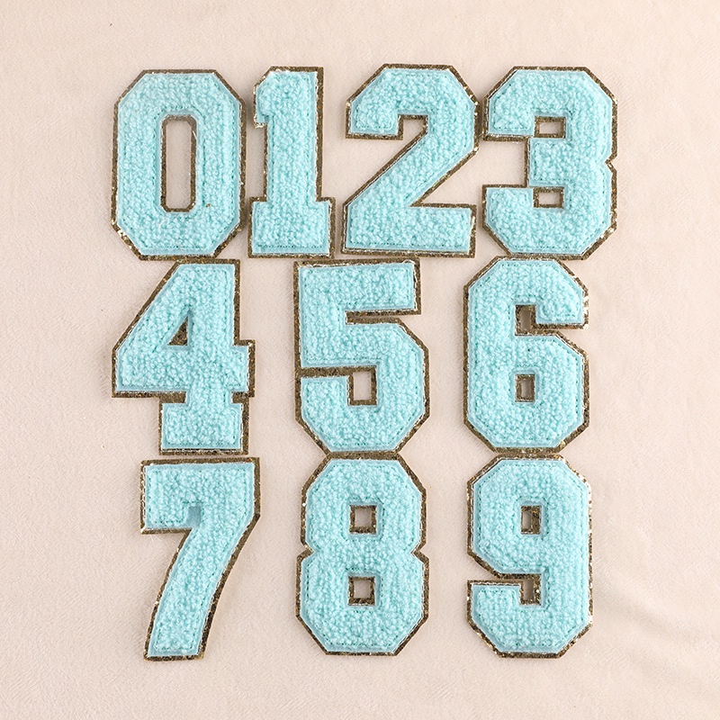 Miếng Dán Ủi Quần Áo Hình Chữ Số Màu Trắng / Xanh Dương / Vàng 8CM