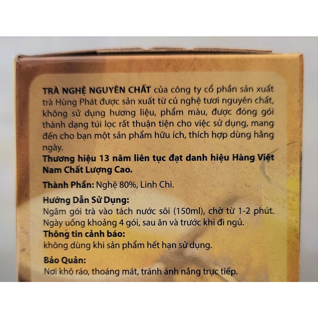 [Hộp 60g (30 túi lọc)] TRÀ NGHỆ NGUYÊN CHẤT [VN] HÙNG PHÁT Pure Tumeric Tea