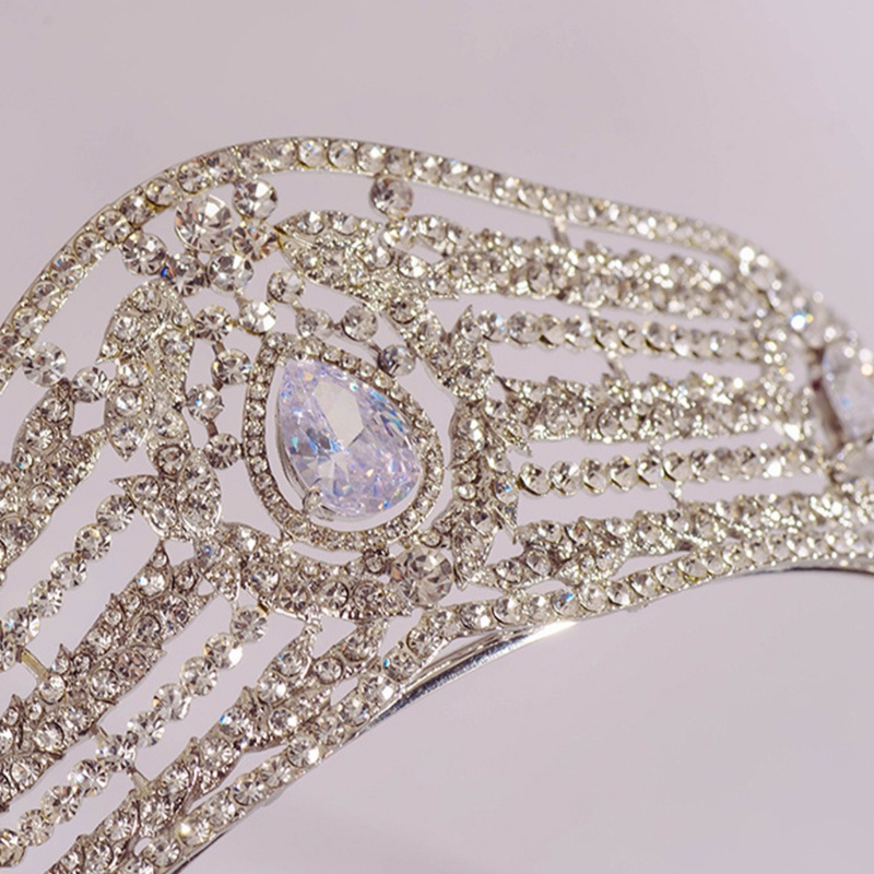 Flgo Băng Đô Cài Tóc Hình Vương Miện Đính Đá Zircon Lấp Lánh Cho Cô Dâu