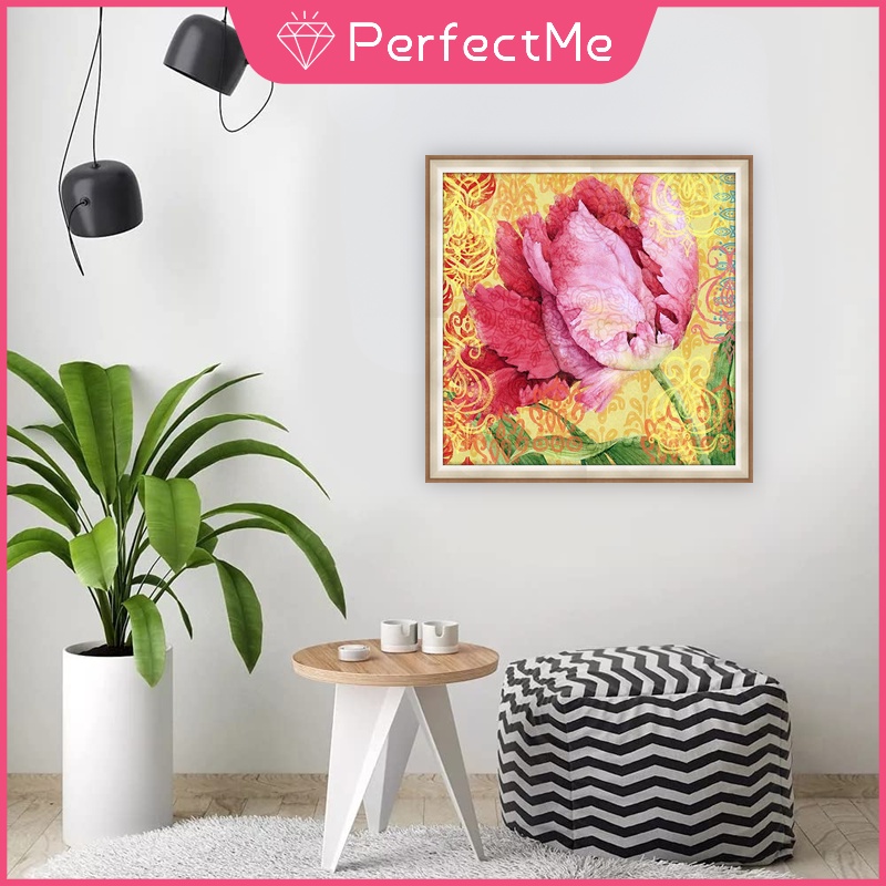 Bộ Tranh Đính Đá 5d Tự Làm 40x40cm Hình Hoa Xinh Xắn