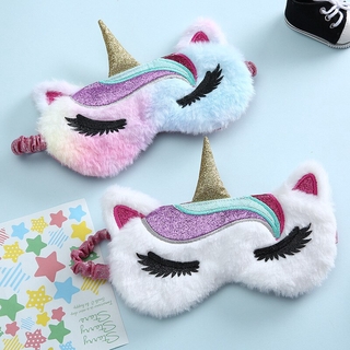 Mặt nạ ngủ Mặt nạ mắt sang trọng mềm mại Dễ thương Long lanh Unicorn Eye Cover Plush Eyepatch Eye Cover Ngủ bịt mắt cho phần còn lại du lịch