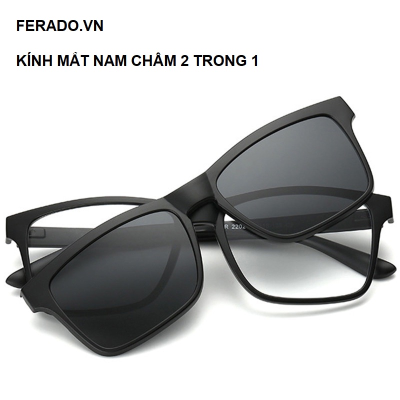 Gọng kính và Kính râm 2 trong 1 nam nữ mắt phân cực chống nắng chống tia UV đi biển FERADO
