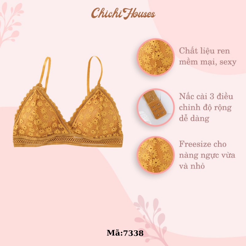 Áo Lót Nữ Ren 2 Dây Mút Mổng Cài Sau, Áo Bra Ren Nâng Ngực [Mút Có Thể Tháo Rời] - 7338