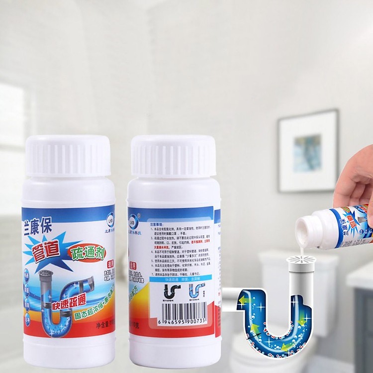 Bột Thông Ống Nước Siêu Mạnh Đa Năng LKB 110ML Tặng Kèm Móc Treo Dán Tường