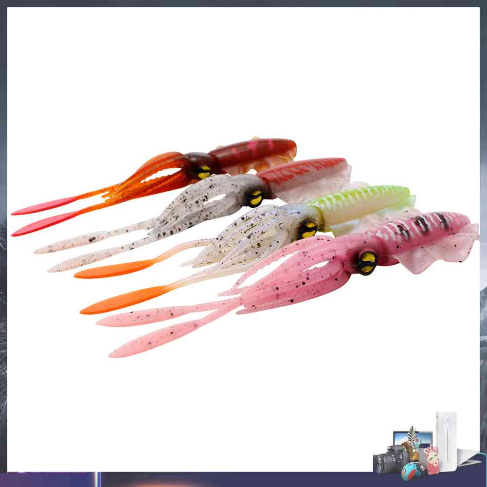 Mồi Câu Cá Giả Hình Bạch Tuộc 3D Phát Sáng 15cm Mềm