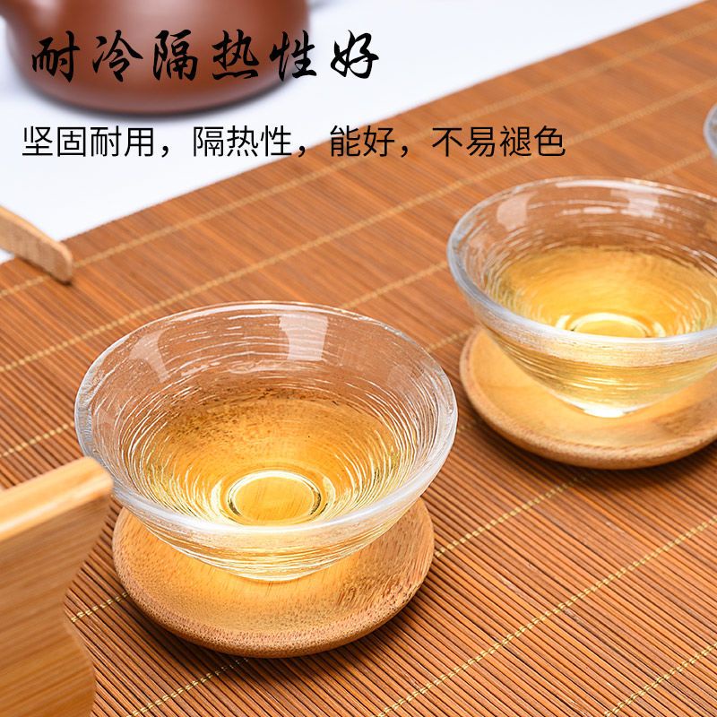 Bộ Đế Lót Tách Trà Bằng Gỗ Tre Cách Nhiệt Kèm Giá Đỡ Tiện Dụng