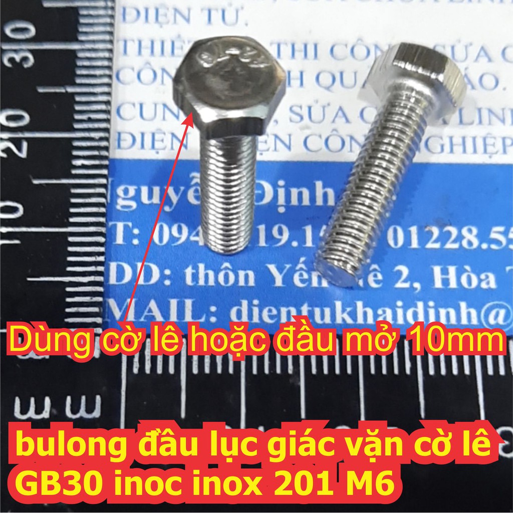 bulong bu lông đầu lục giác vặn cờ lê GB30 inoc inox 201 M6 dài 10mm ~ 100mm kde6626