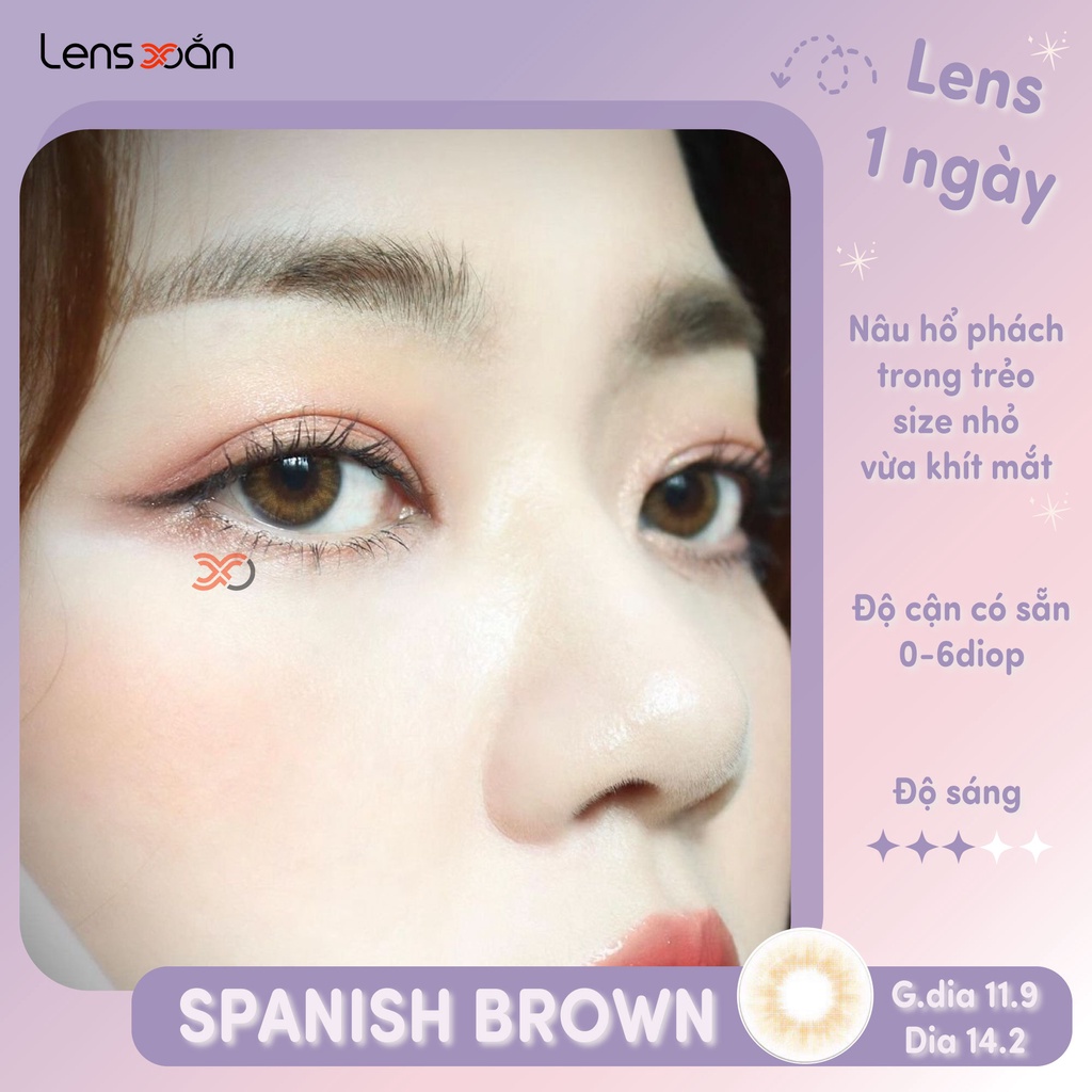 KÍNH ÁP TRÒNG 1 NGÀY SPANISH BROWN CỦA OLENS: LENS NÂU HỔ PHÁCH TRONG MINI SIZE | LENS XOẮN