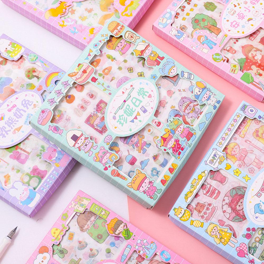 Hộp 100 Miếng Dán Chống Thấm Nước Hình Động Vật / Hoa / Thỏ / Gấu Dễ Thương Dùng Trang Trí