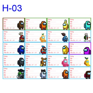 Nhãn vở Among US ( 1 set 20 cái nhãn vở)