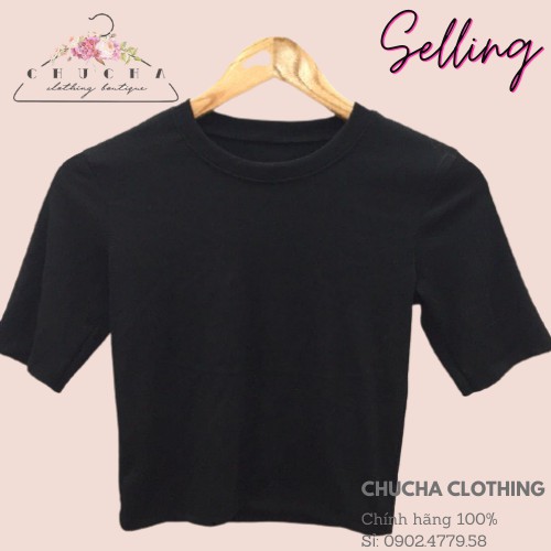 Free Ship-Áo Thun Tay ngắn nữ cổ tròn trơn Cơ bản dáng croptop chất thun gân (Video + ảnh thật) | BigBuy360 - bigbuy360.vn