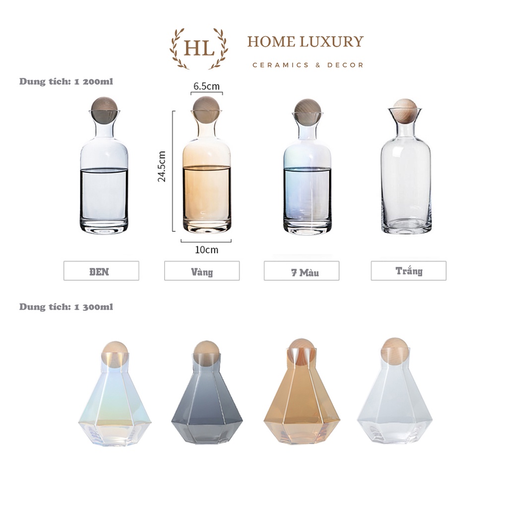 Bình Thủy Tinh Núm Gỗ Phong Cách NORDIC | BÌNH THỦY TINH CHỊU NHIỆT DECOR CHẤT LIỆU BOROSILICATE 2022