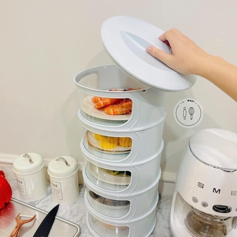 Lồng bàn 5 tầng giữ nhiệt Hộp đựng thức ăn tiện lợi chống bụi nhựa cao cấp
