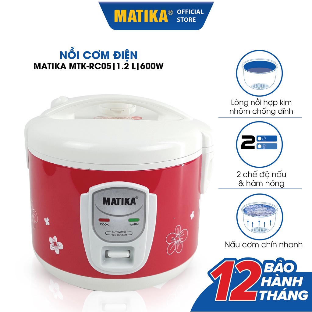 Nồi Cơm Điện MATIKA 1.5L MTK-RC1212