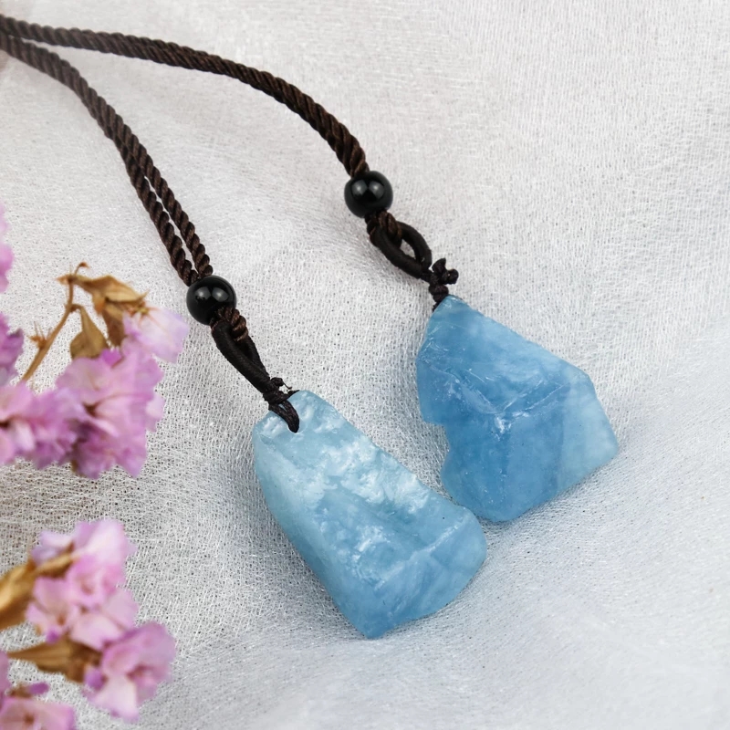 vòng cổ Mặt Đá Aquamarine Tự Nhiên Đơn Giản Thời Trang Cho Nam Nữ